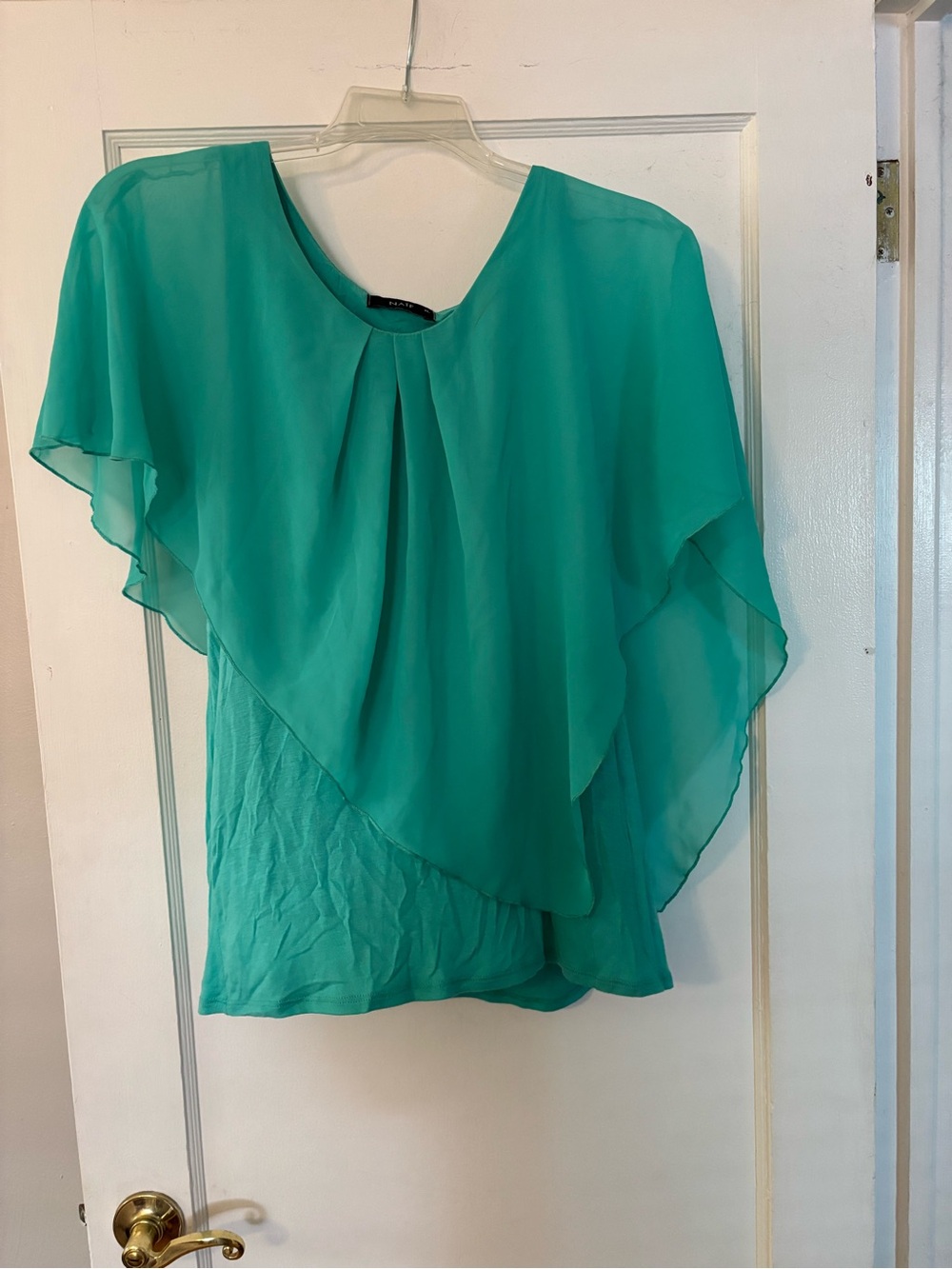 Lightweight Teal Flutter-Sleeve Top - Unbranded